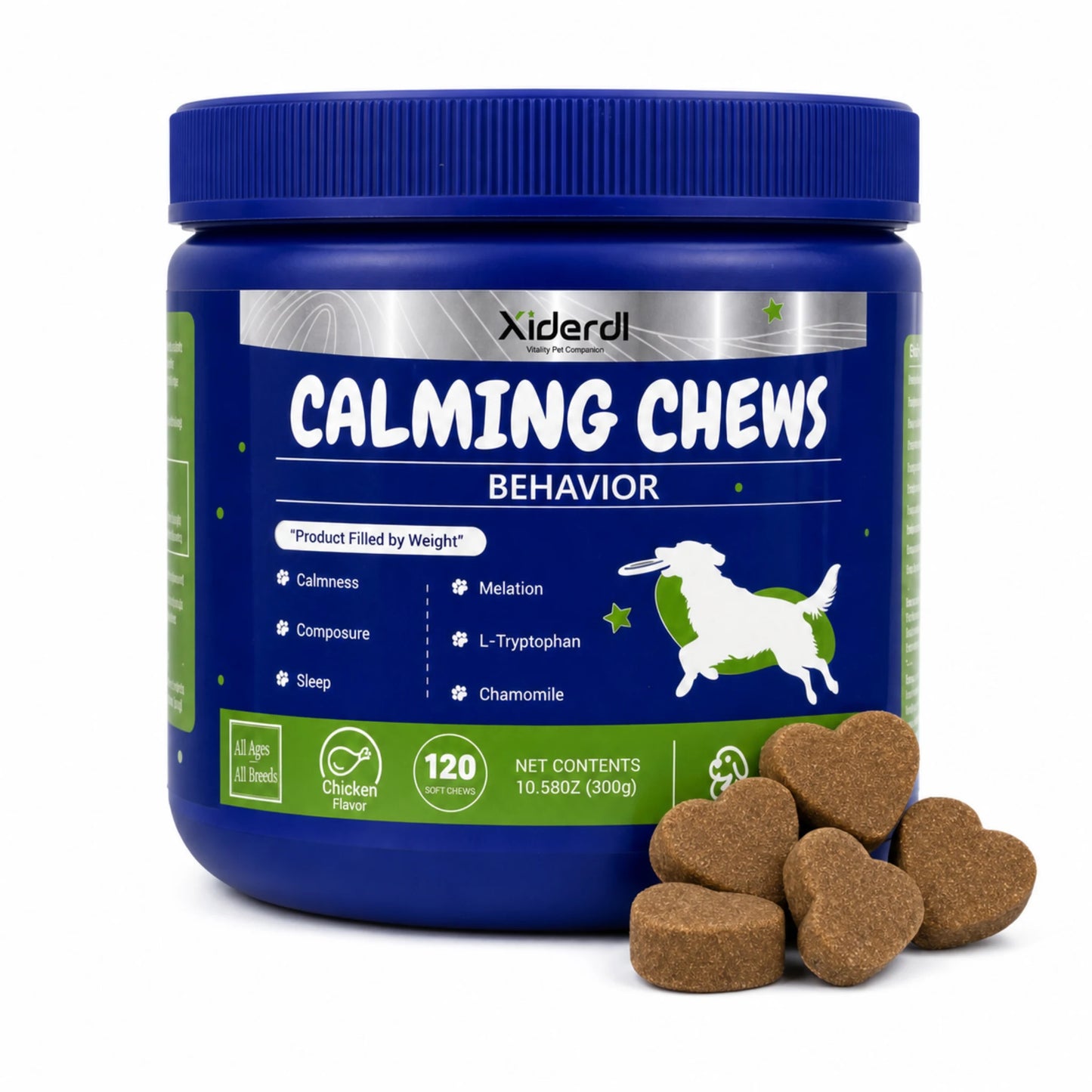 Xiderdl Calming Chews for dogs with chicken-flavored soft chews, 120 count