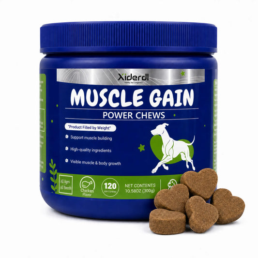 Xiderdl Muscle Gain Power Chews for dogs with chicken-flavored soft chews, 120 count